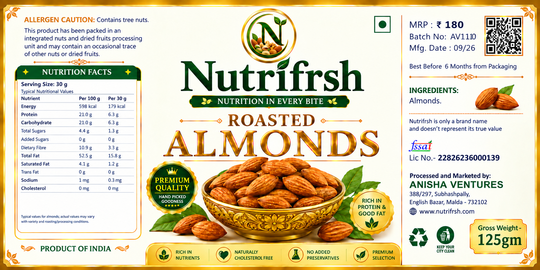 Nutrifrsh roasted almonds